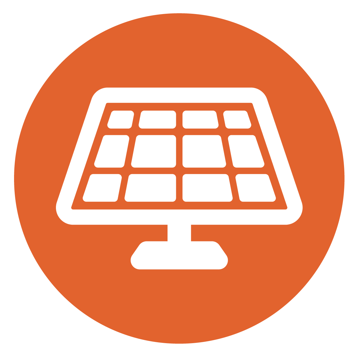 white solar panel in dark orange circle